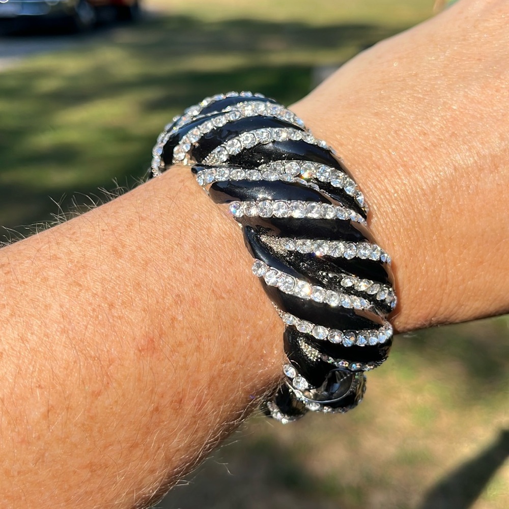 Black with rhinestone cuff bracelet.